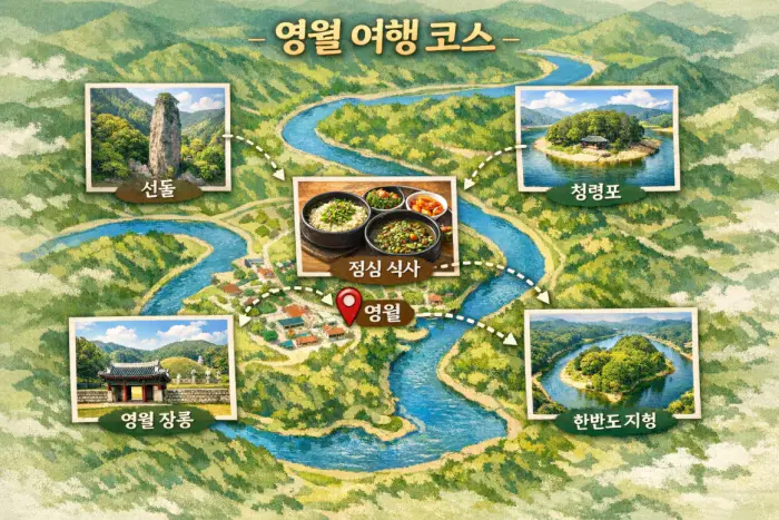 영화 왕과 사는 남자 촬영지인 선돌, 청령포, 영월 장릉, 한반도지형을 잇는 영월 여행 추천 지도