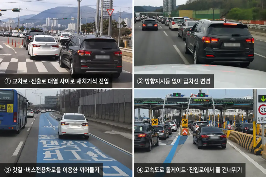 얌체 끼어들기 블랙박스 캡처 예시 4가지