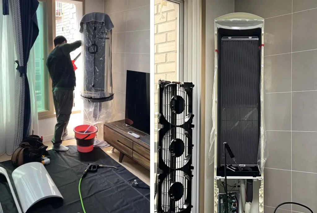 에어컨 분해 청소 모습