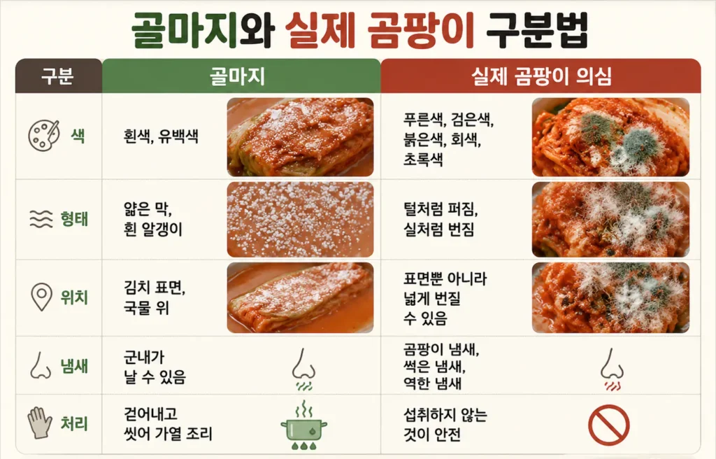 김치 골마지와 실제 곰팡이 구분법
