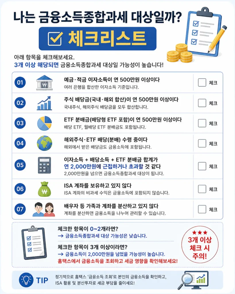 나는 금융소득종합과세 대상일까 체크리스트