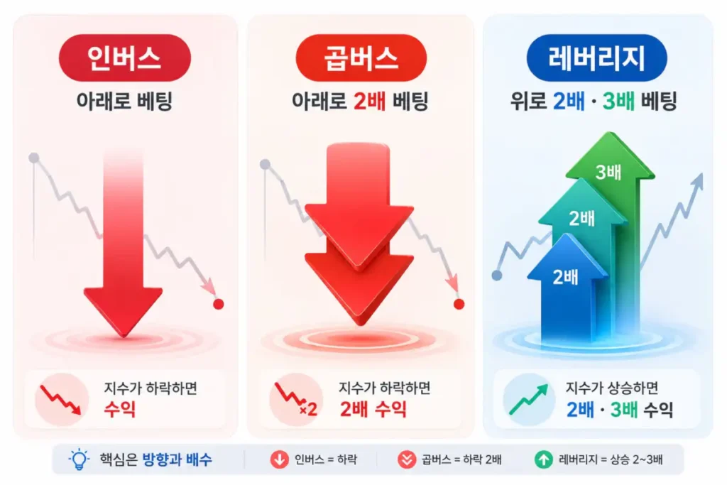 인버스 곱버스 레버리지 개념 도식