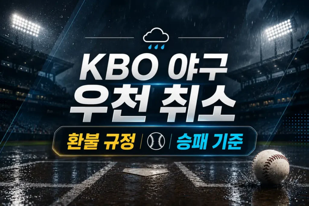 kbo 야구 우천 취소 환불 규정 승패 기준