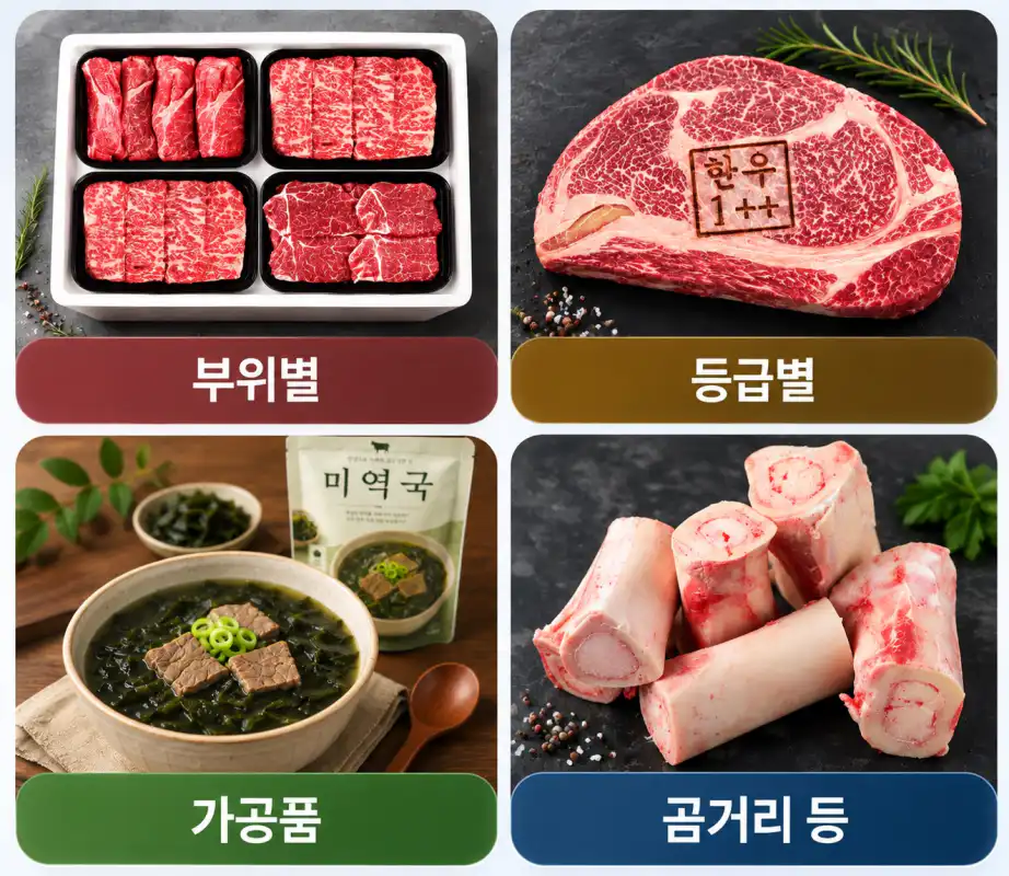 한우자조금 온라인 한우장터 부위별 등급별 가공품 곰거리 판매상품
