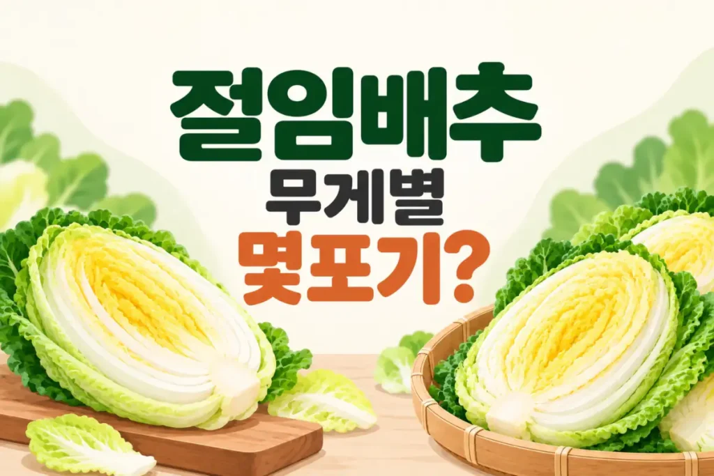 절임배추 5kg 몇포기인지 10kg, 20kg과 비교하는 안내 이미지